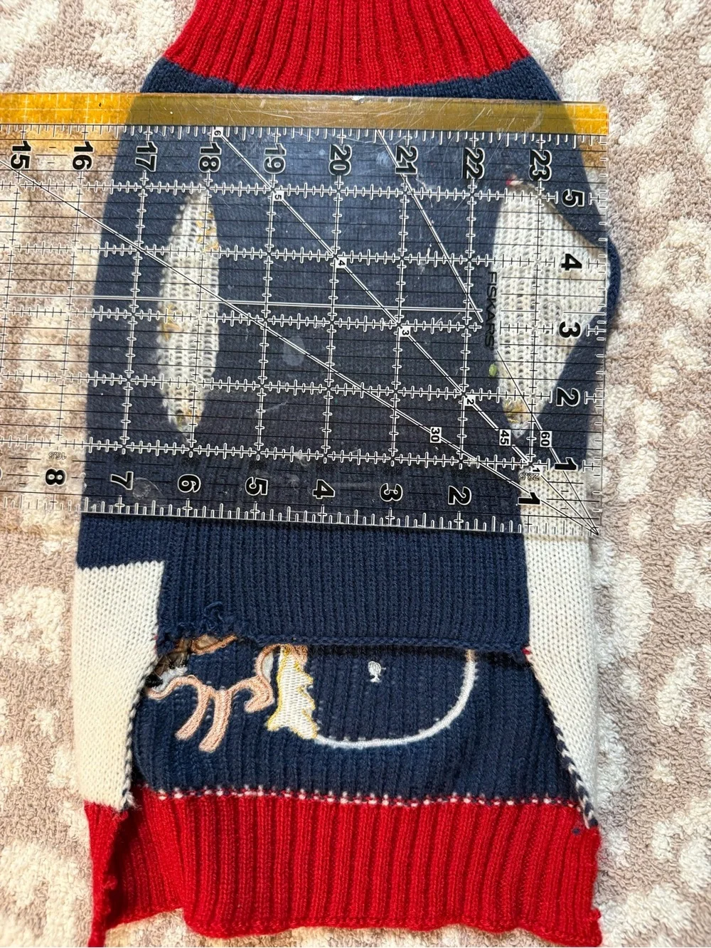 Holiday Snowman Knit Small Pet Sweater - Navy, White & Red